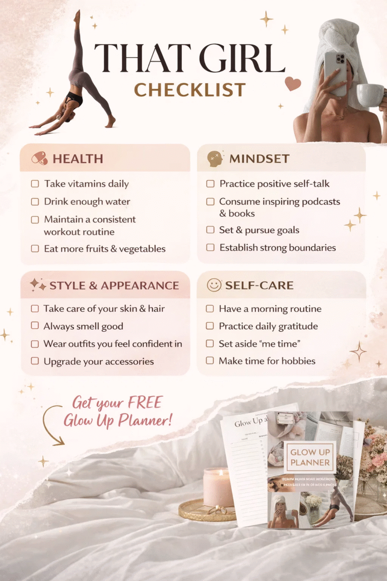 That Girl Checklist  Glow Up Routine  Digital Planner  Ultimate Aesthetic Checklist