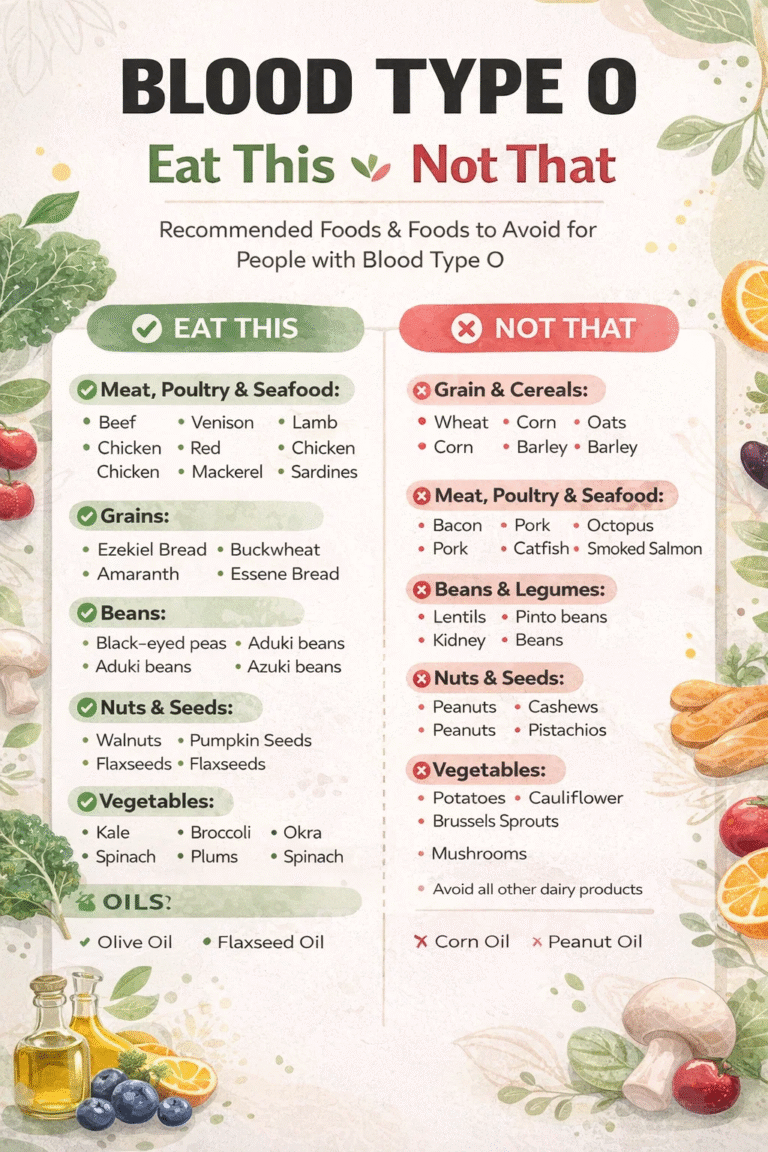 The Best Blood Type O Diet Food List  Eat This Not That Chart for Weight Loss