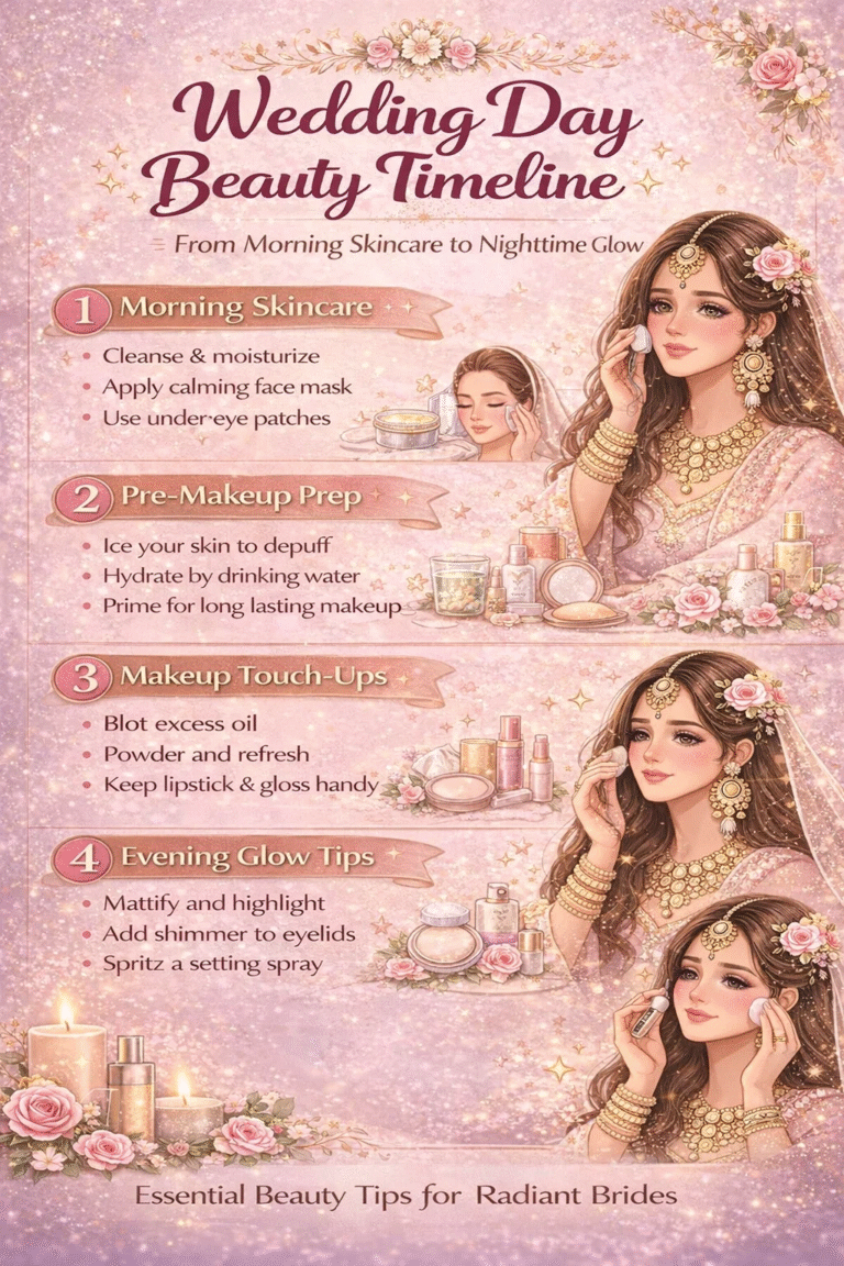 Wedding Day Beauty Routine Morning to Night Bridal Makeup  Skincare Timeline