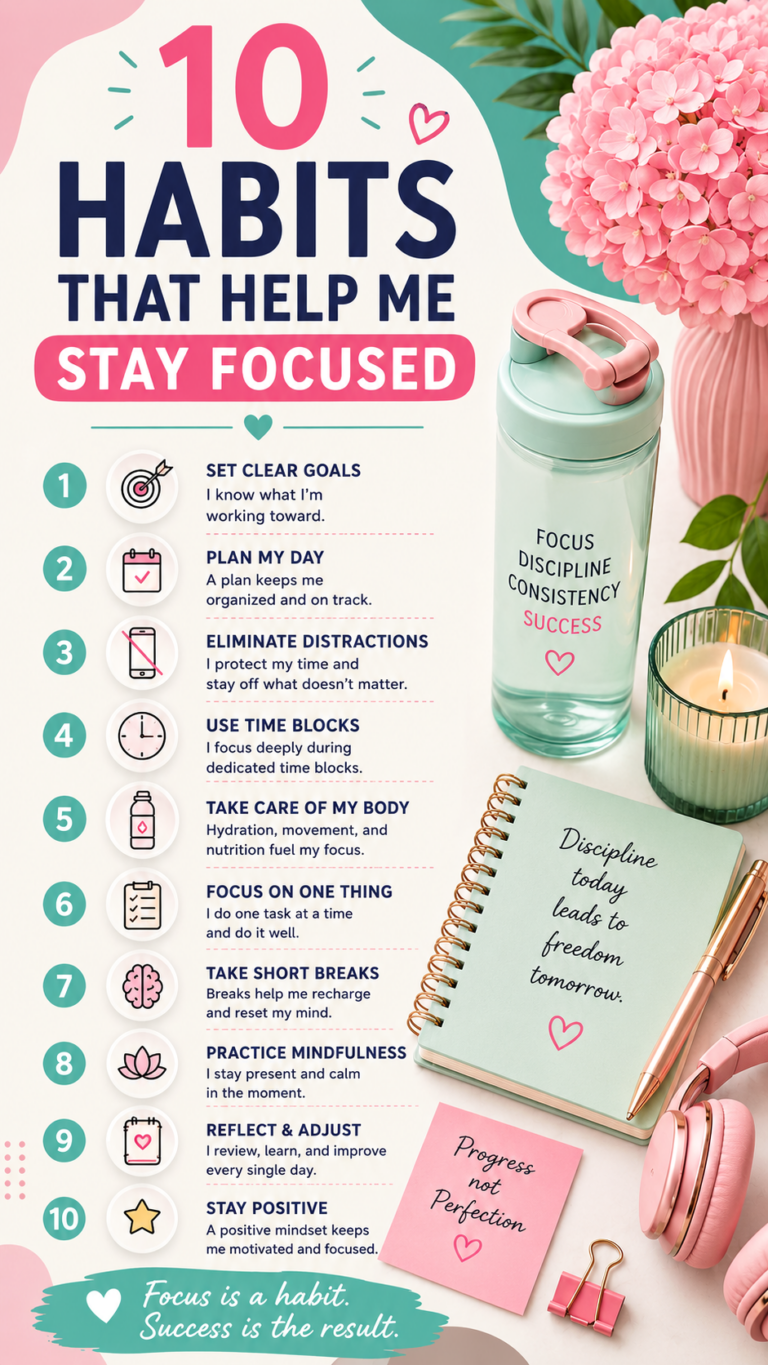 10 Daily Habits to Stay Focused, Boost Productivity, and Achieve Your Goals