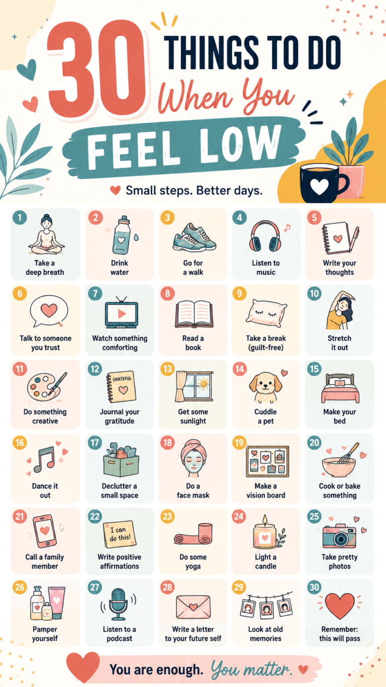 30 Things to Do When You Feel Low Self-Care Ideas to Boost Mood and Wellness