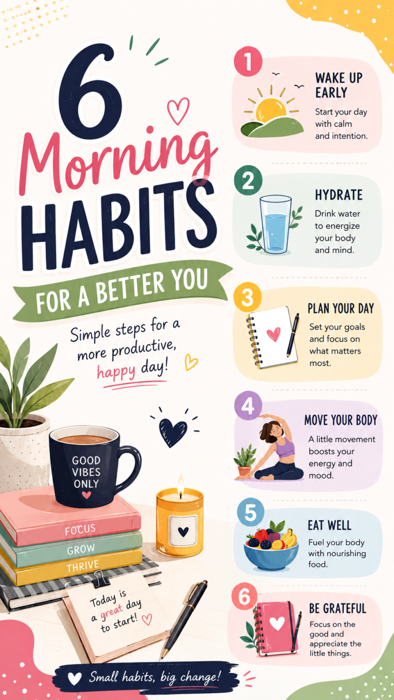 6 Morning Habits for a Productive Day  Simple Morning Routine  Soft Life Tips