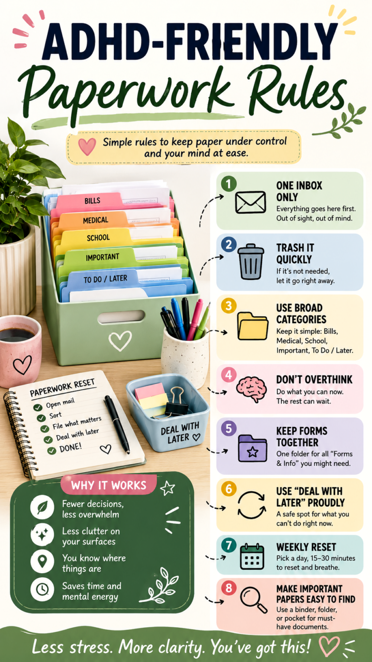ADHD-Friendly Paperwork Organization Tips for Less Clutter  Stress-Free Home Office