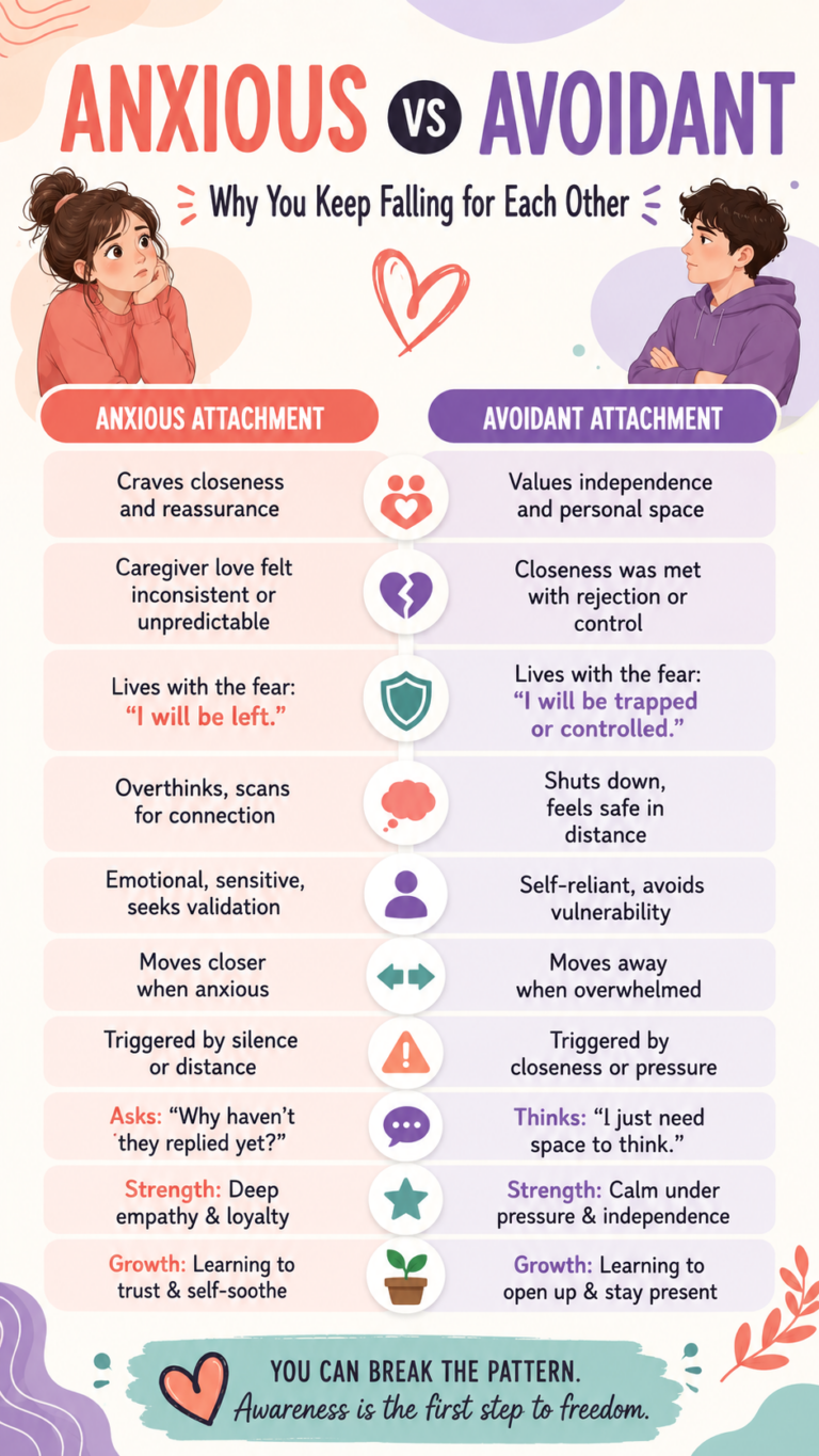 Anxious vs Avoidant Attachment Styles Key Differences, Relationship Patterns  Healing Tips