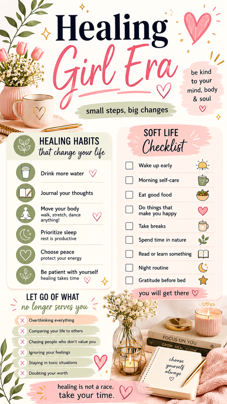 Healing Girl Era Soft Life Glow Up Tips  Self-Care Mindset  Daily Routine