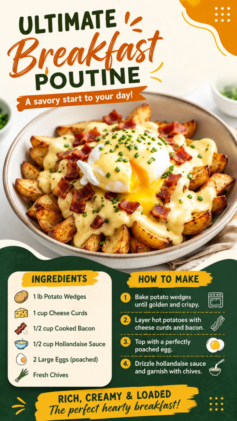 Easy Breakfast Poutine Recipe with Crispy Potatoes, Poached Eggs  Hollandaise Sauce