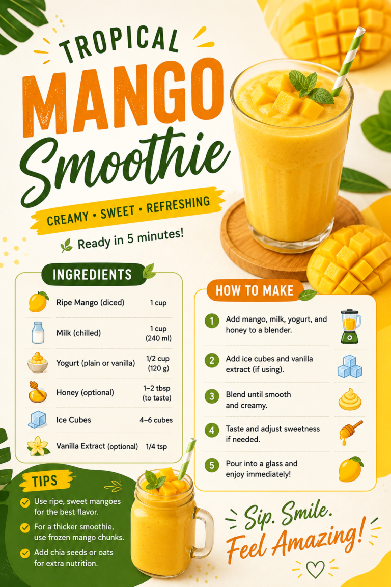 Easy Creamy Mango Smoothie Recipe   Healthy Breakfast  Refreshing Drink in 5 Minutes