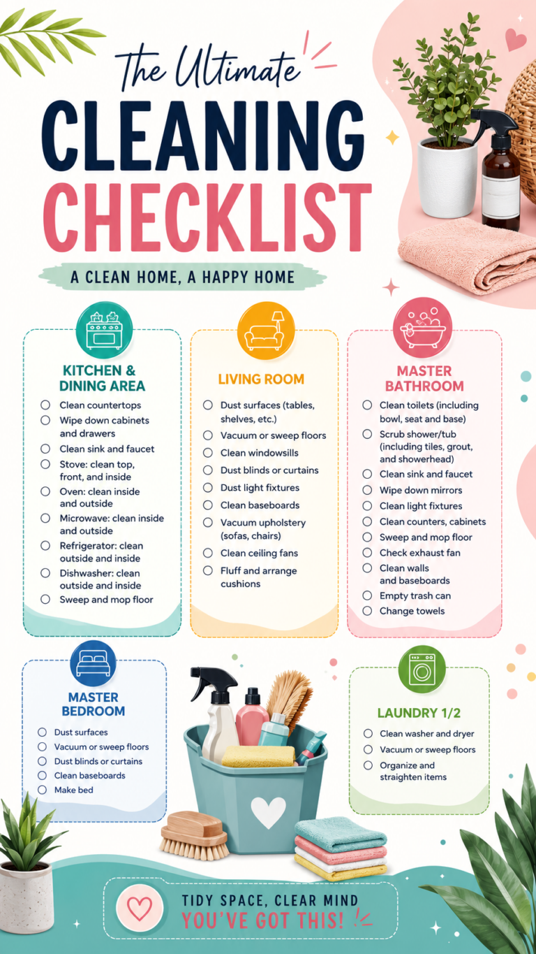 Ultimate Cleaning Checklist for a Clean, Organized  Beautiful Home Routine
