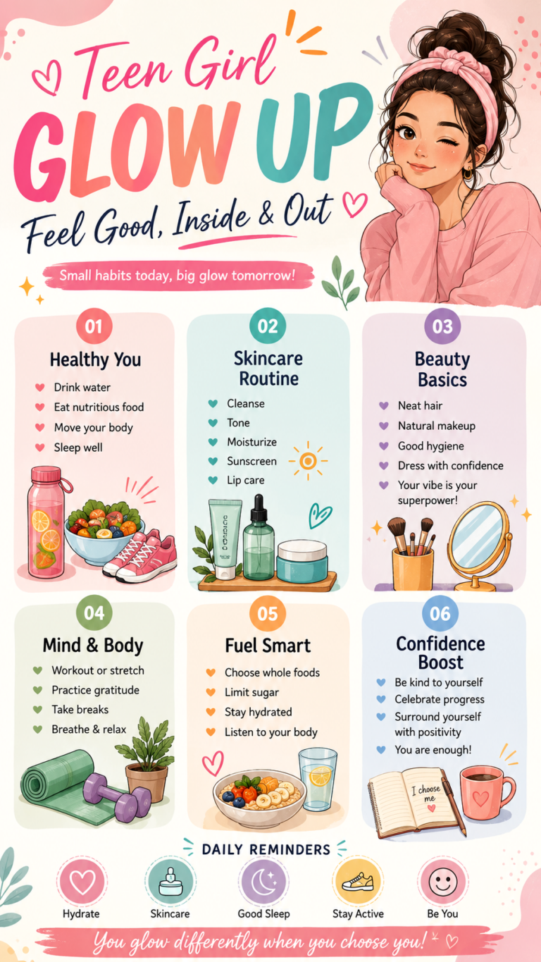 Teen Girl Glow Up Guide Healthy Habits, Skincare Routine  Beauty Tips for Confidence