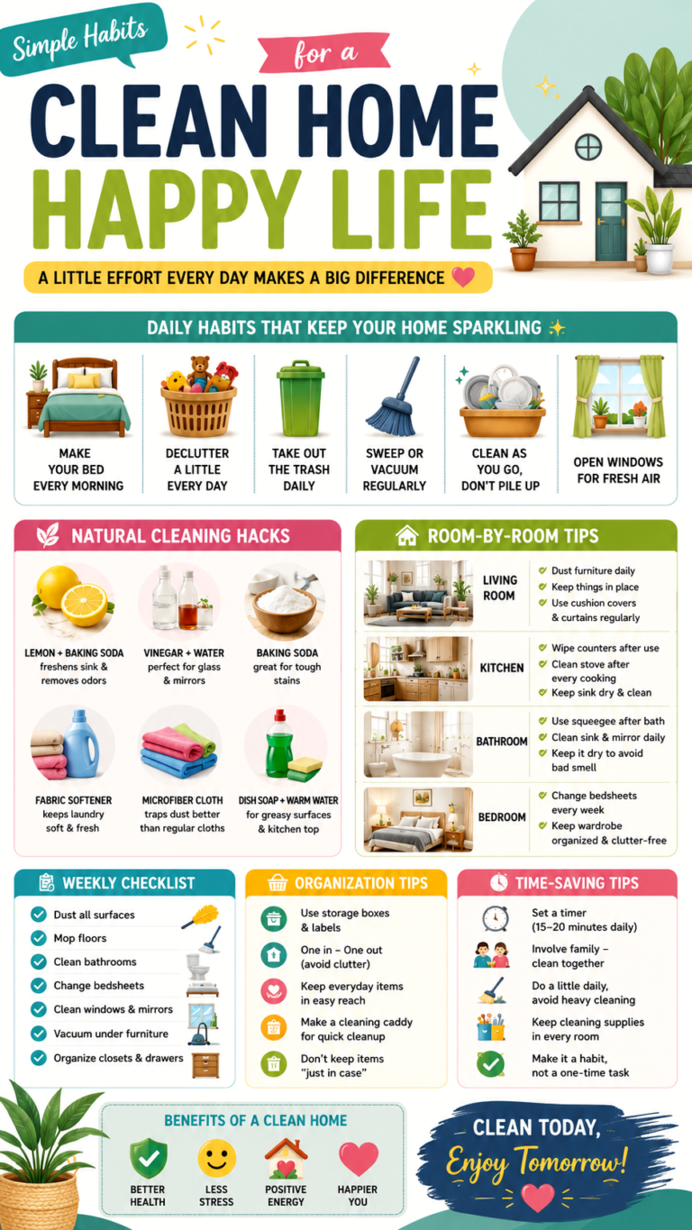 Good Habits for a Clean Home Easy Cleaning Hacks, Daily Routines  Organization Tips