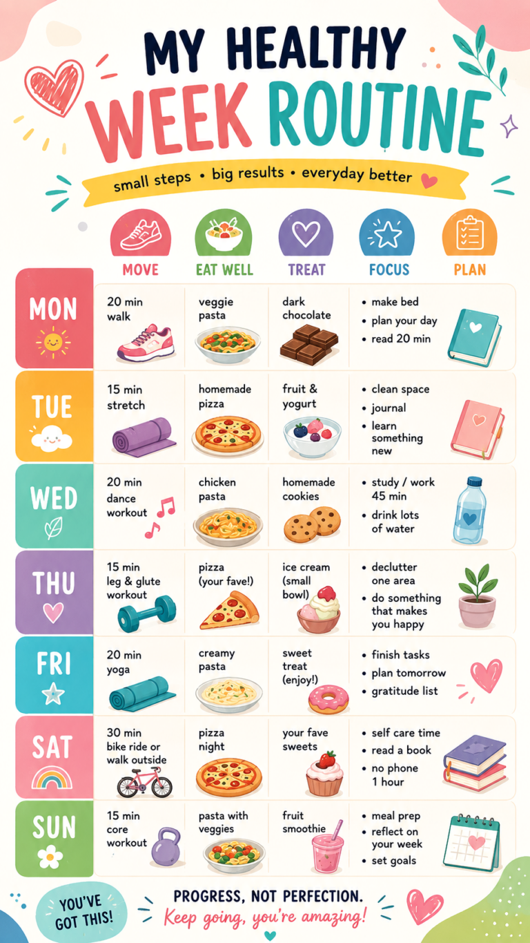 Healthy Week Routine Planner Simple Daily Habits for Wellness, Fitness  Self-Care