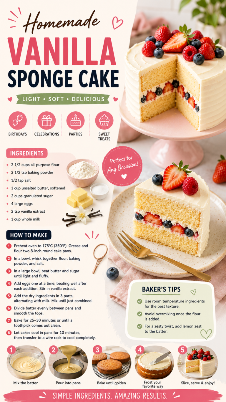 Homemade Vanilla Sponge Cake Recipe  Soft, Fluffy Cake for Birthdays  Celebrations