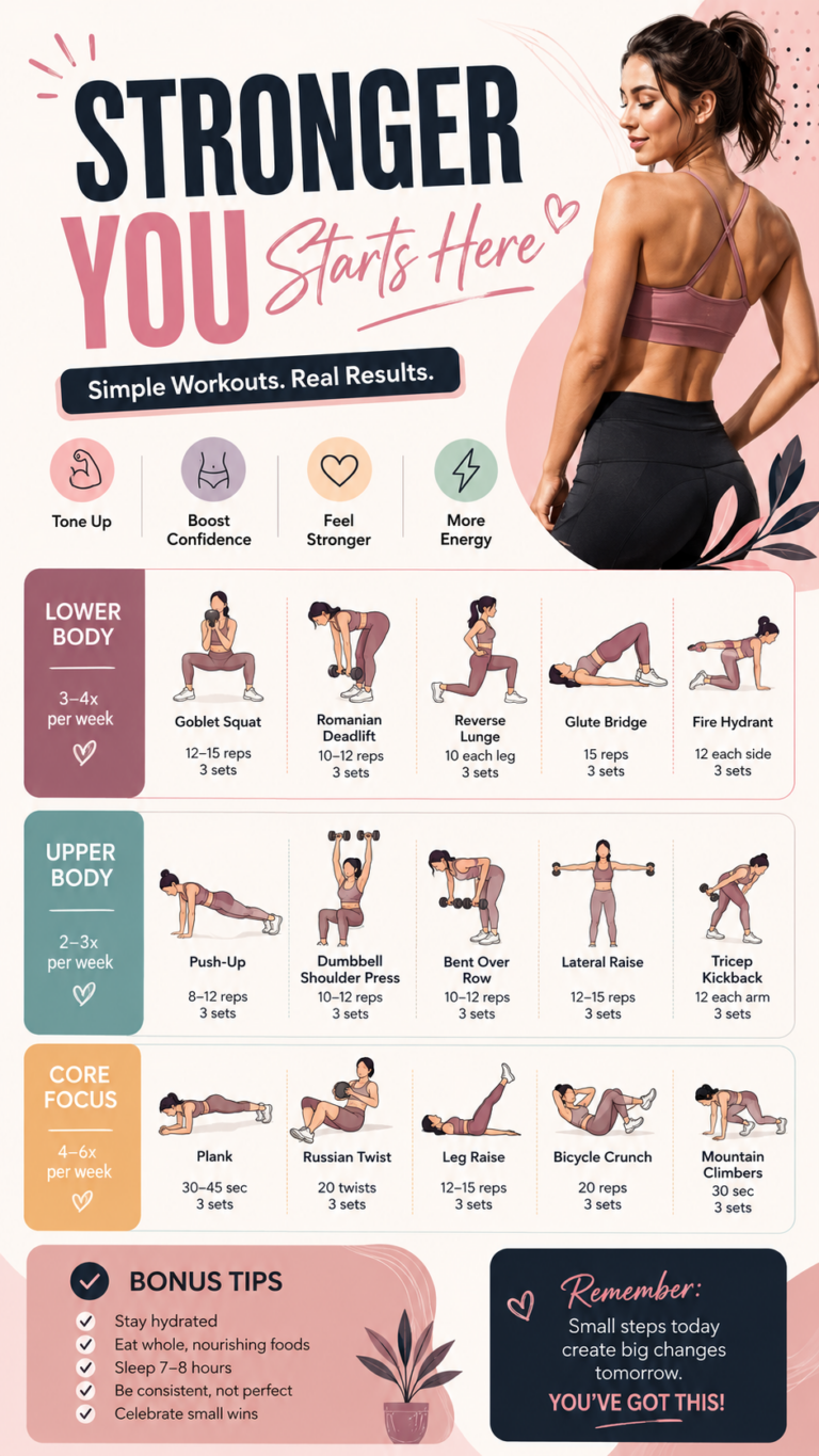Hourglass Body Workout Plan for Women  Tone Glutes, Core  Full Body Strength