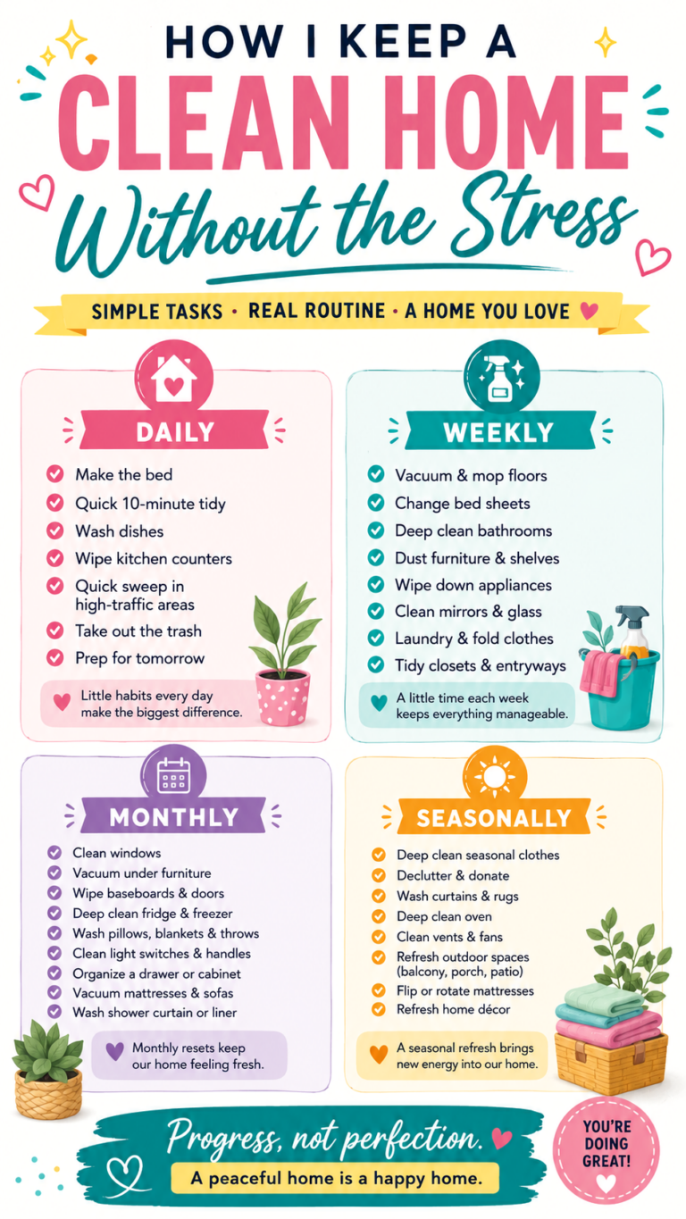 Clean Home Routine Checklist Simple Daily, Weekly  Monthly Cleaning Schedule