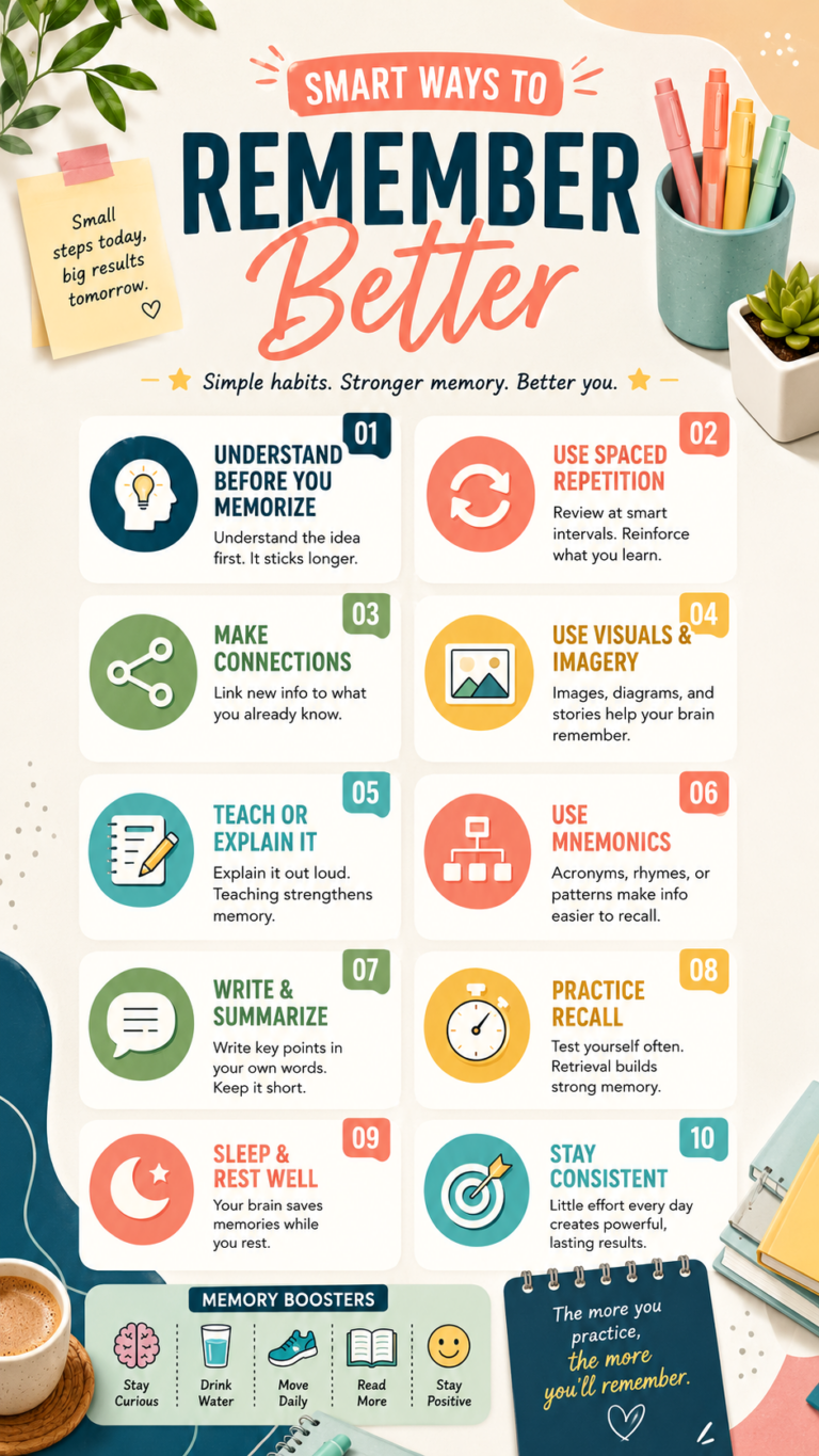 10 Smart Memory Techniques for Students to Remember More and Study Better