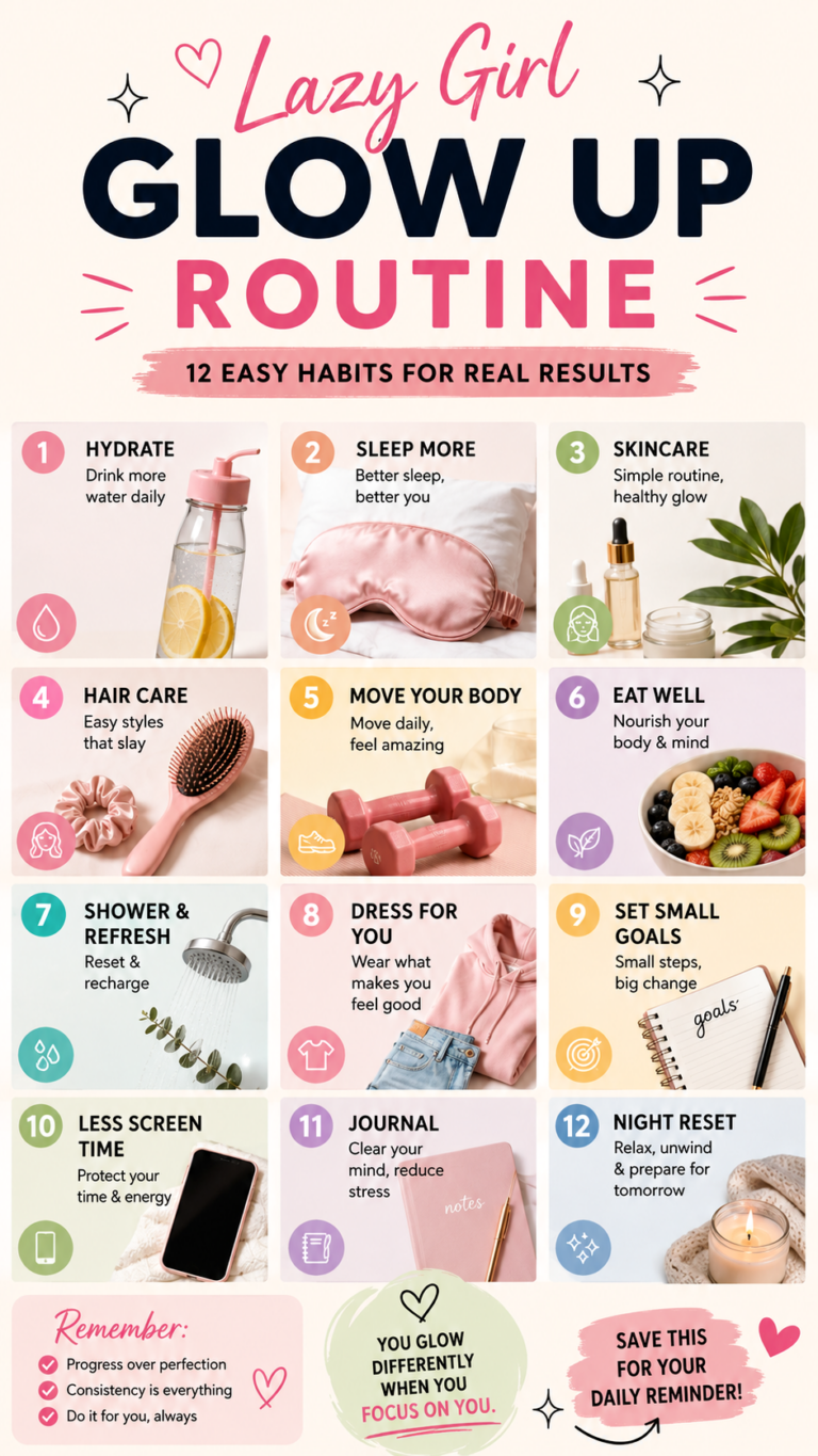 Lazy Girl Glow Up Routine 12 Easy Self Care Habits for Confidence and Wellness