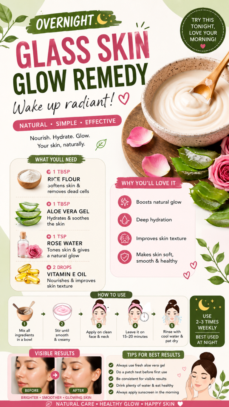 Overnight Glass Skin Remedy with Rice Flour  Aloe Vera for a Natural Glowing Face