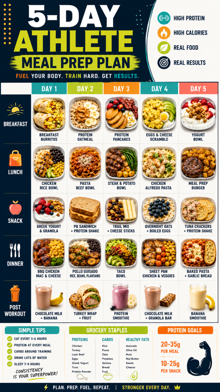 5-Day Athlete Meal Prep Plan for Muscle Gain  High Protein Weekly Menu