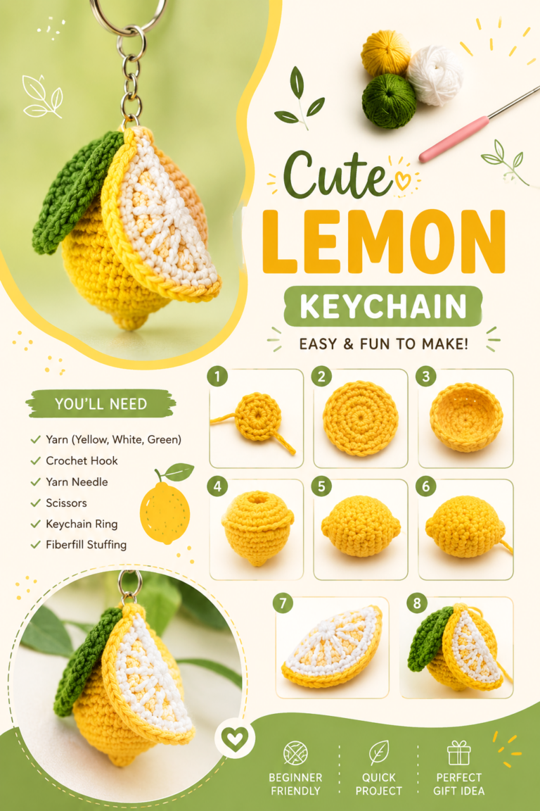 Cute Crochet Lemon Keychain Tutorial for Beginners  Easy DIY Amigurumi Pattern