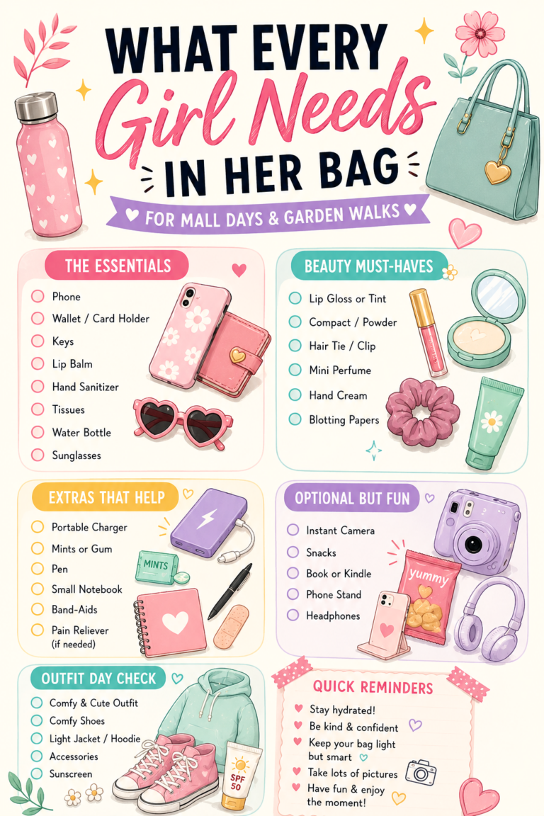 What Every Girl Needs in Her Bag Cute Everyday Essentials Checklist for On-the-Go Days
