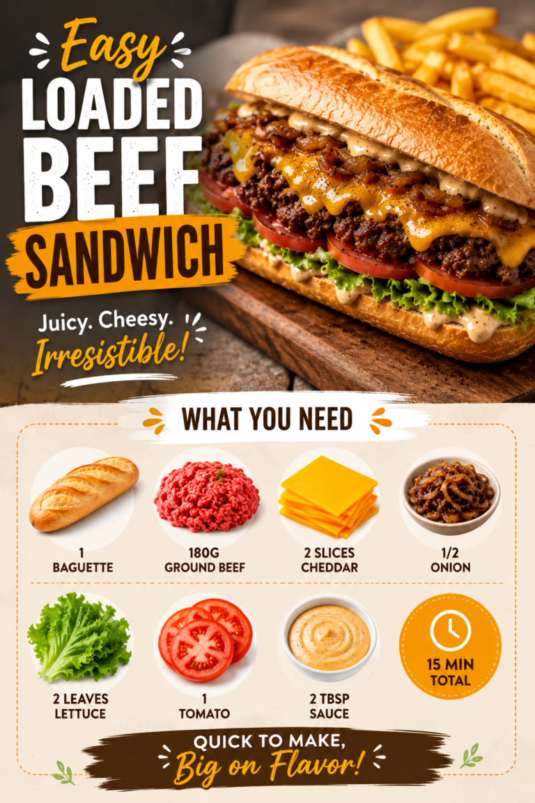 Easy Loaded Beef Sandwich Recipe with Ground Beef, Cheddar  Caramelized Onions