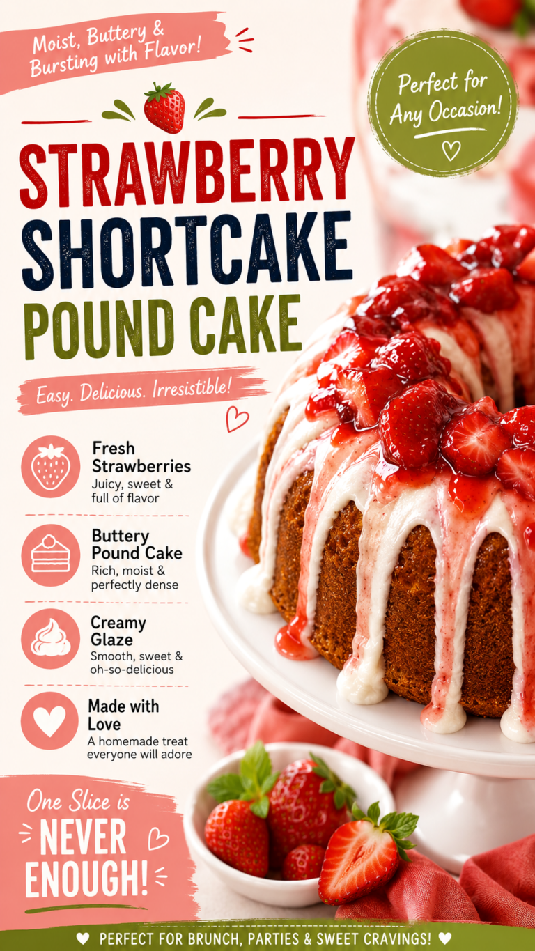 Strawberry Shortcake Pound Cake Recipe with Cream Glaze  Easy Dessert Idea for Summer