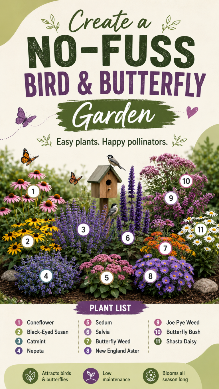 Create a Low-Maintenance Bird  Butterfly Garden with These Easy Pollinator Plants