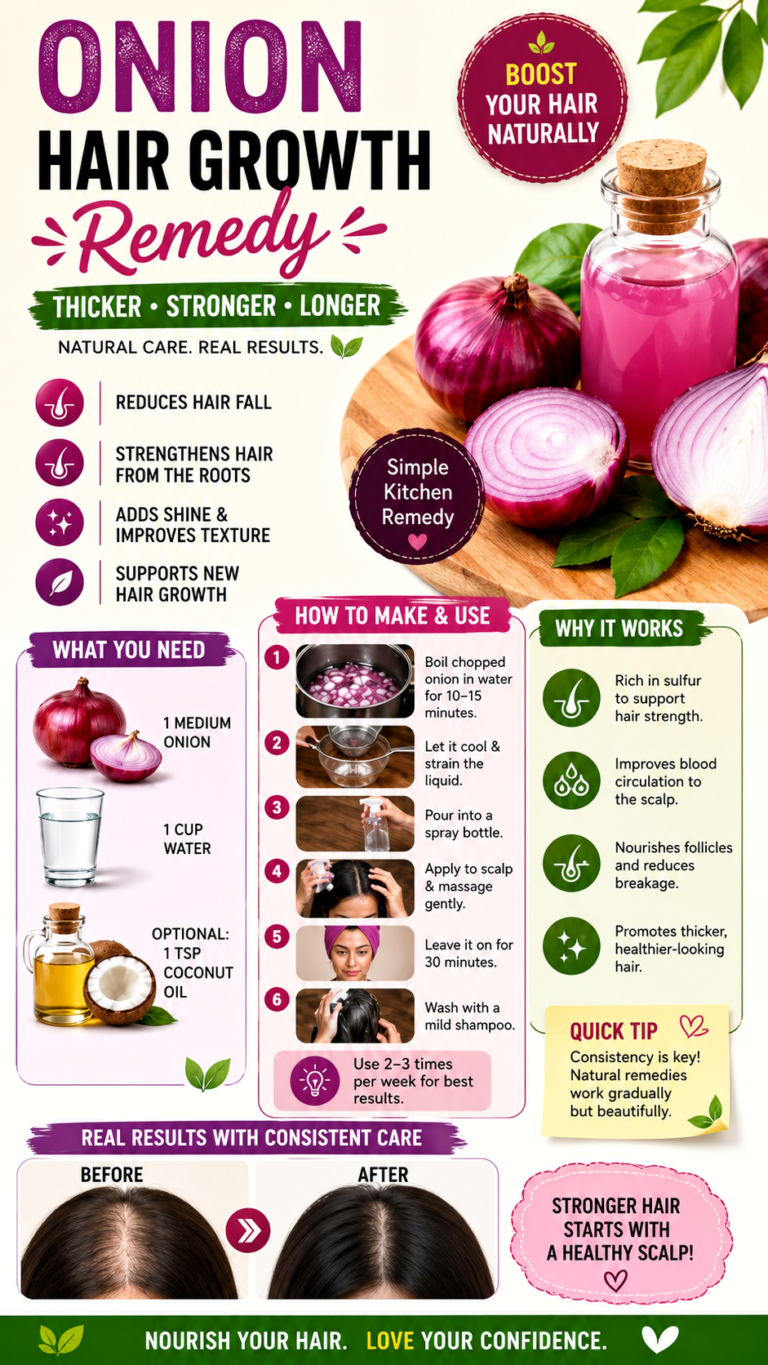 Onion Hair Growth Remedy Thicker, Stronger  Longer Hair Naturally Fast