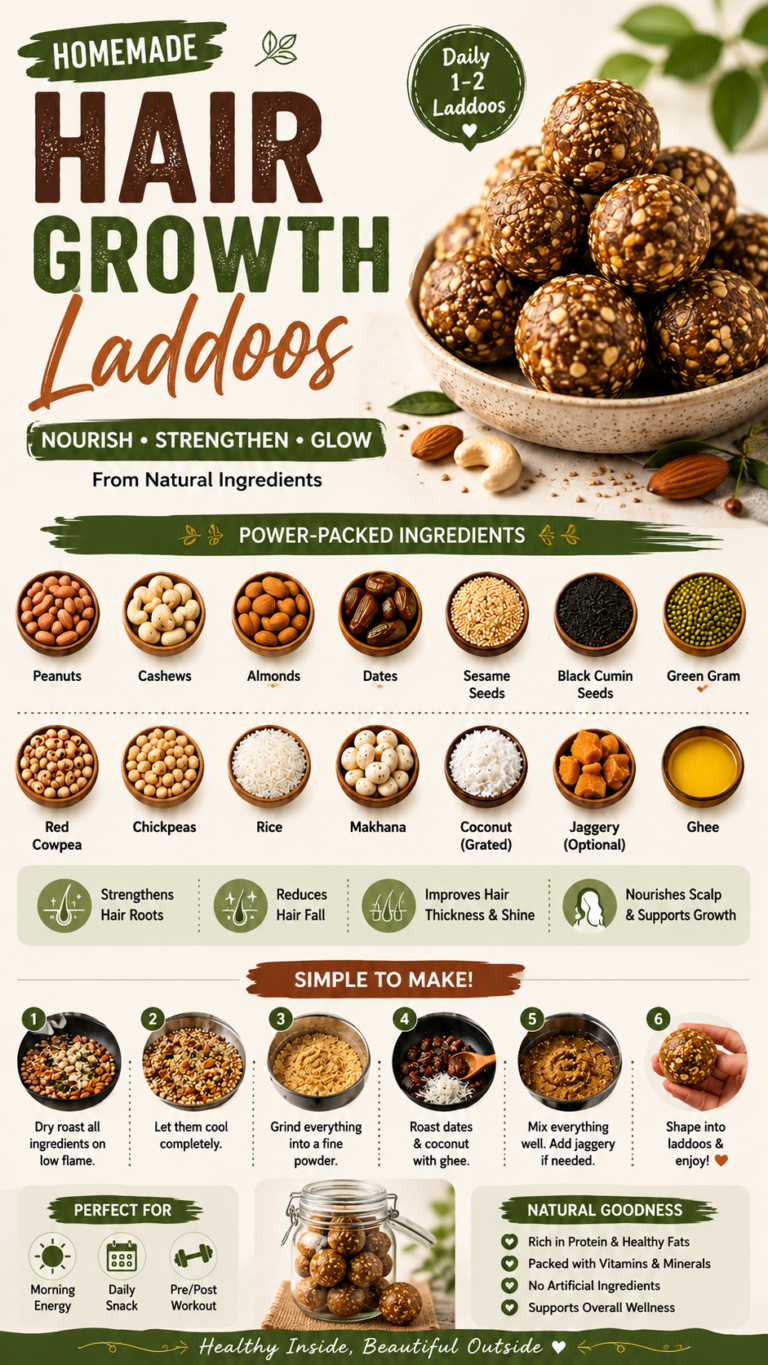 Homemade Hair Growth Laddoos Recipe  Protein-Rich Healthy Snack for Hair Fall Control