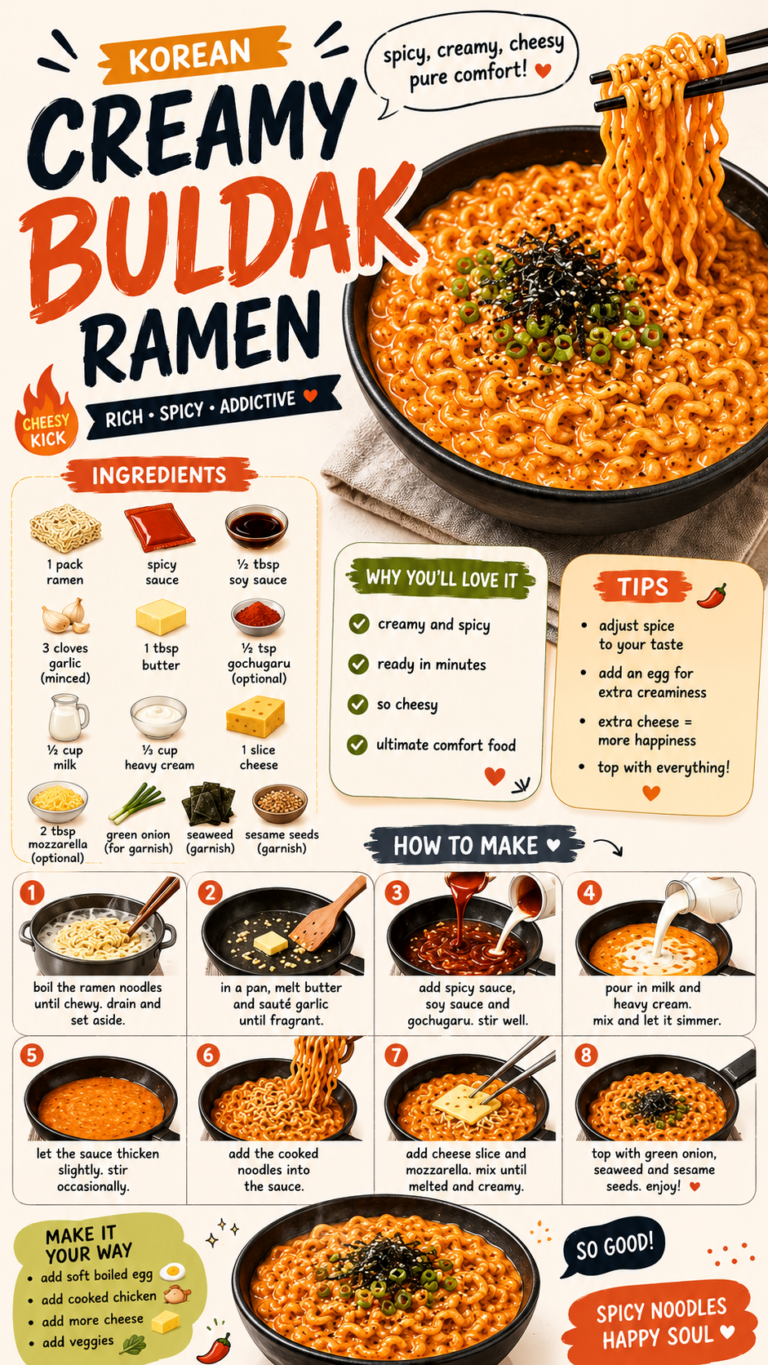 Creamy Korean Buldak Ramen Recipe Thats Extra Cheesy, Spicy  Ready in Minutes