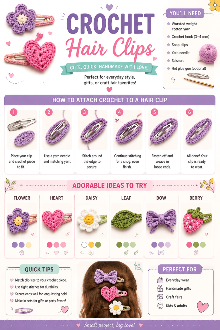 DIY Crochet Hair Clips Cute Handmade Accessories Youll Love Making