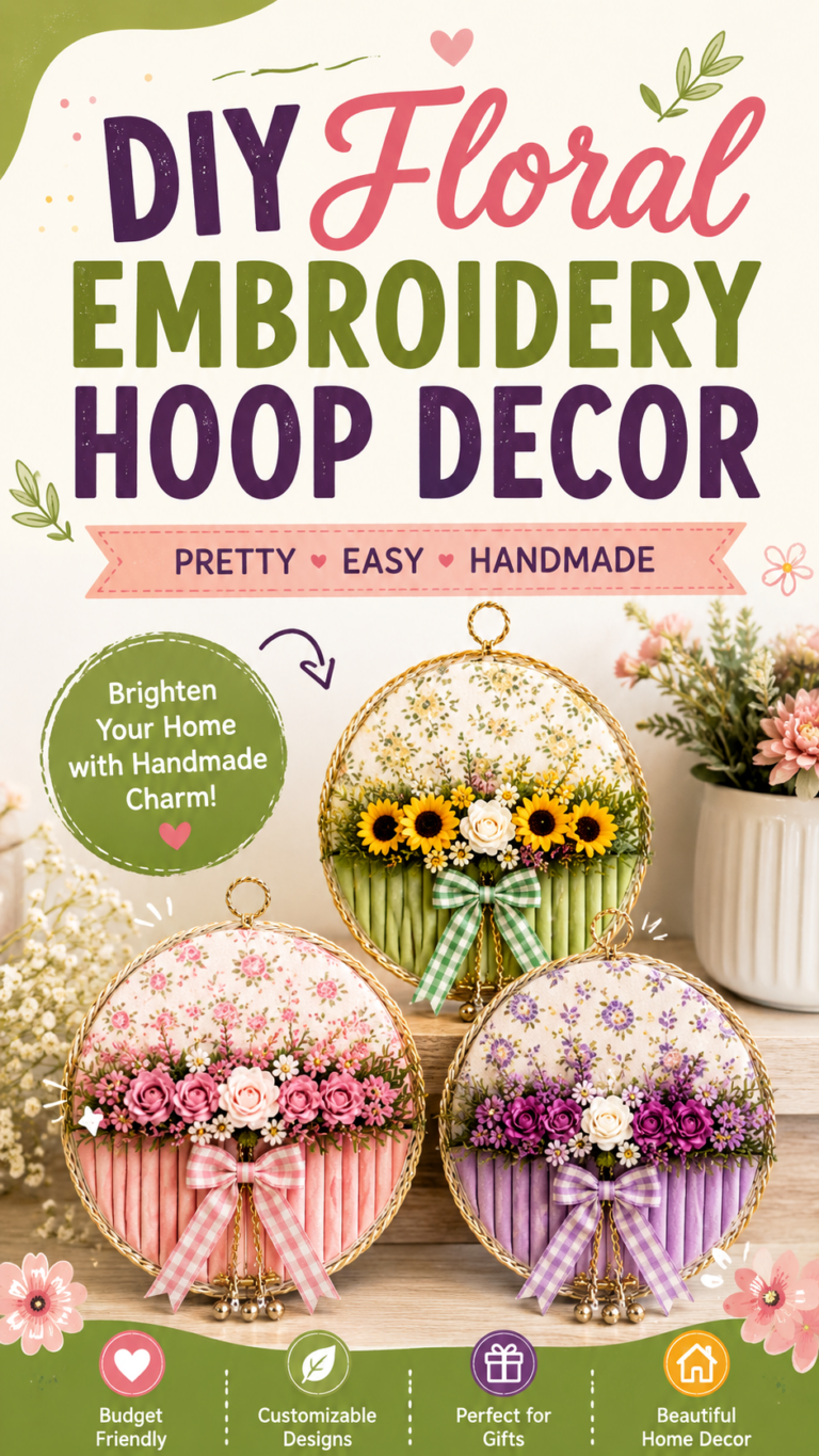 Beautiful Floral Embroidery Hoop Decor DIY Ideas for Cottage Style Home Crafts