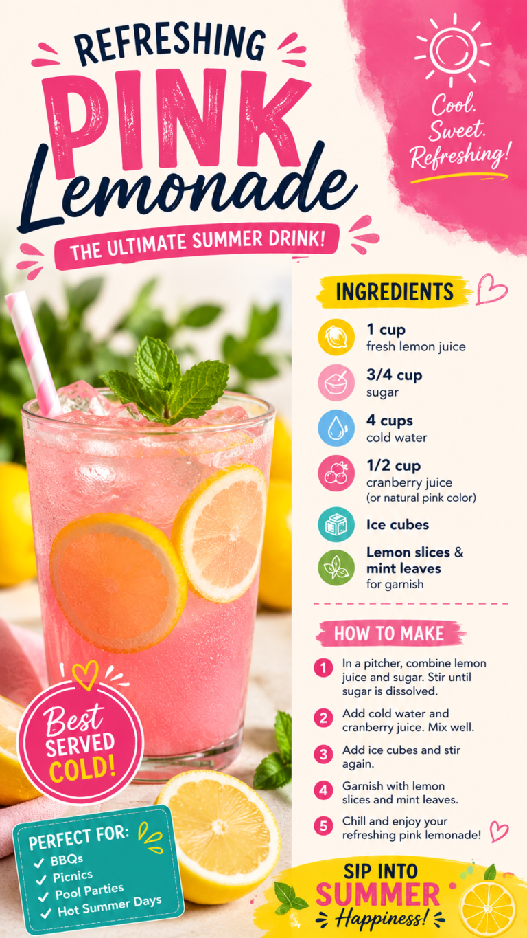 Refreshing Pink Lemonade Recipe  Easy Summer Drink for Parties, BBQs  Hot Days