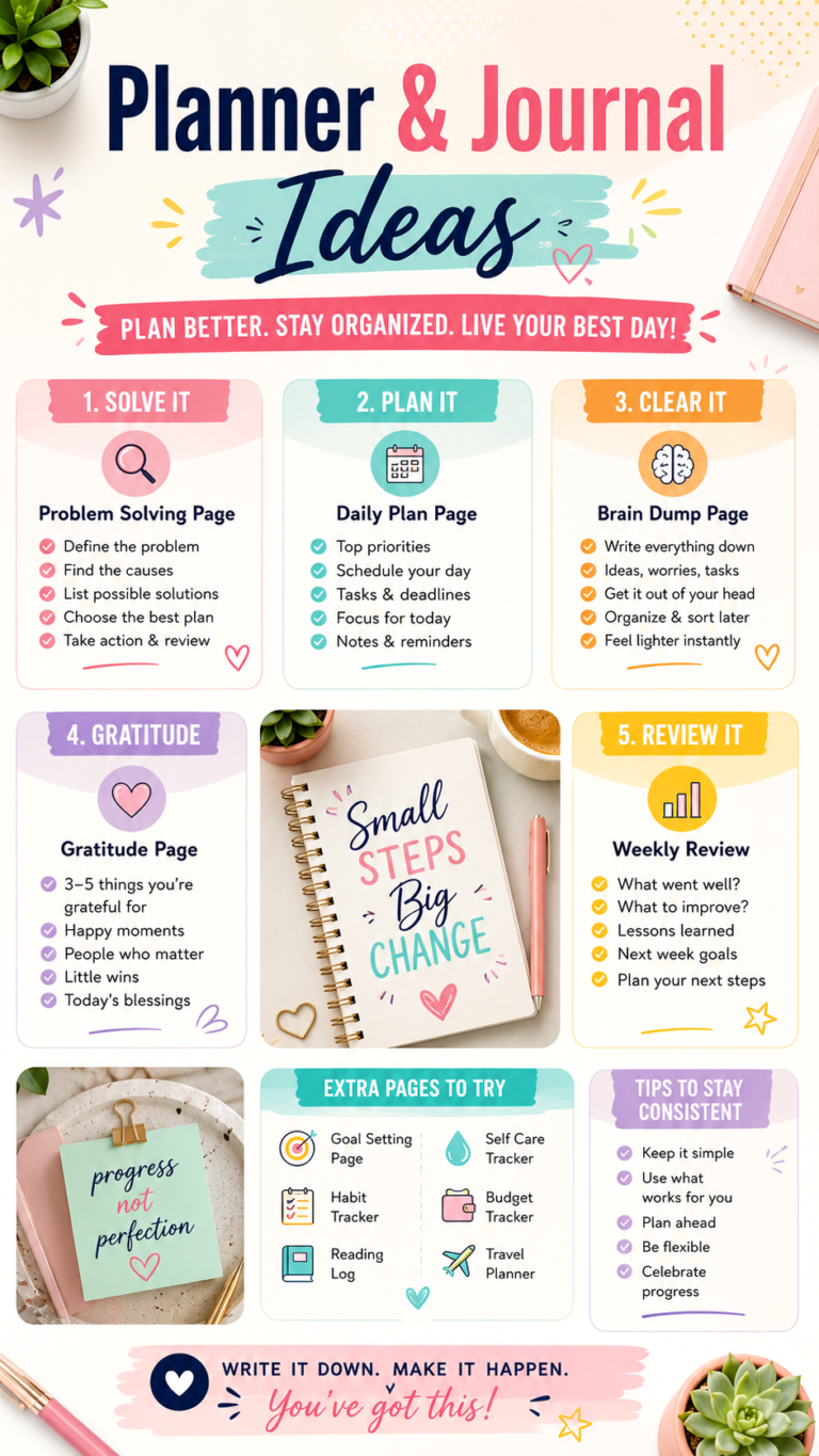 Planner  Journal Ideas for Organization, Productivity, Gratitude  Goal Setting