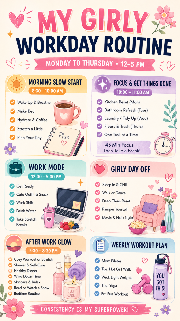 Cute Weekly Planner Template for Productive Workdays  Aesthetic Daily Schedule Printable