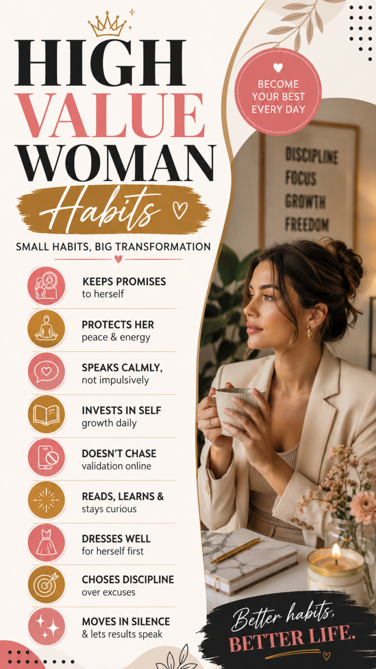 High Value Woman Habits  Productive Lifestyle  Feminine Motivation Checklist