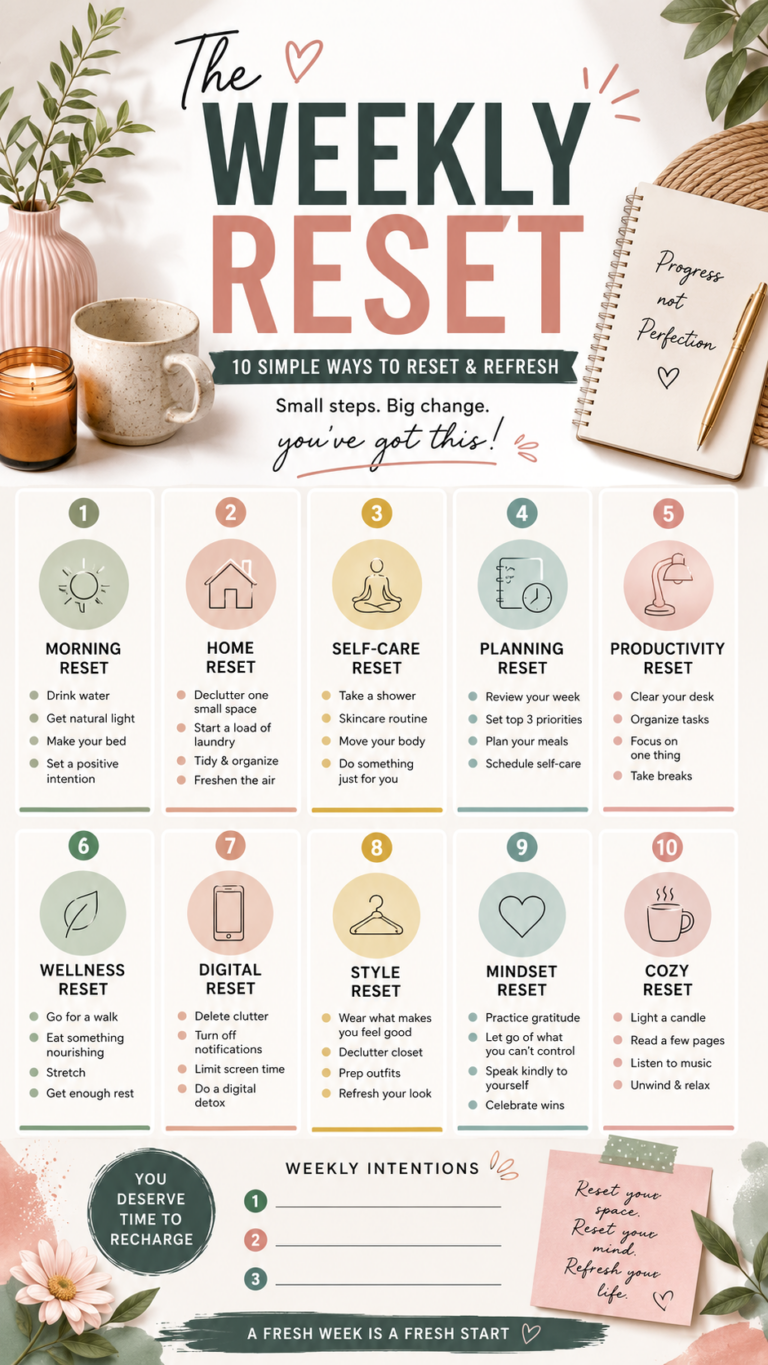 Romantic Academia Weekly Reset Checklist Printable  Cozy Productivity Planner Printable