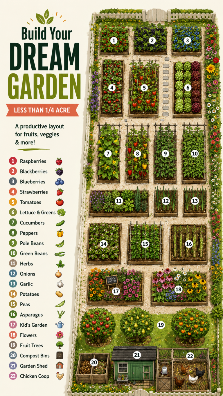 Small Homestead Garden Layout with Growing Zones for Backyard Food Production