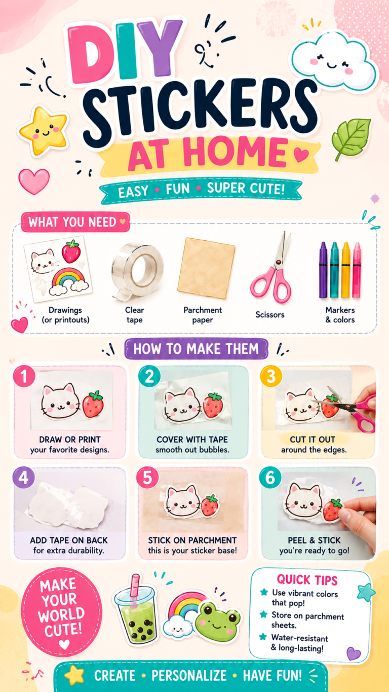 DIY Waterproof Stickers at Home Easy Cute Sticker Making Tutorial for Kids  Teens