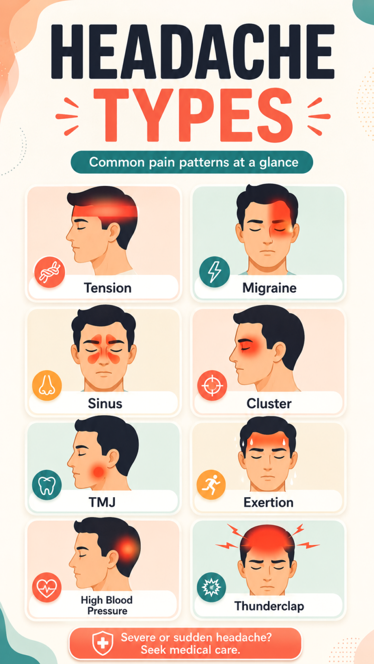 Types of Headaches Chart Symptoms, Causes, and Pain Locations
