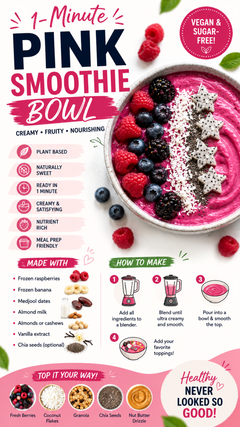 Creamy Pink Smoothie Bowl Recipe  Vegan Sugar-Free Summer Breakfast Idea