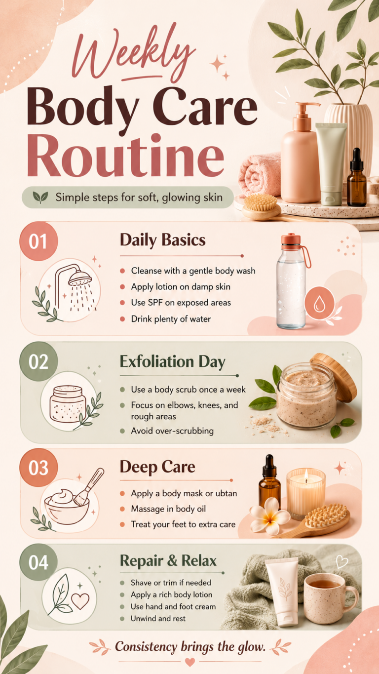 Weekly Body Care Routine for Soft, Glowing Skin  Daily  Deep Care Tips