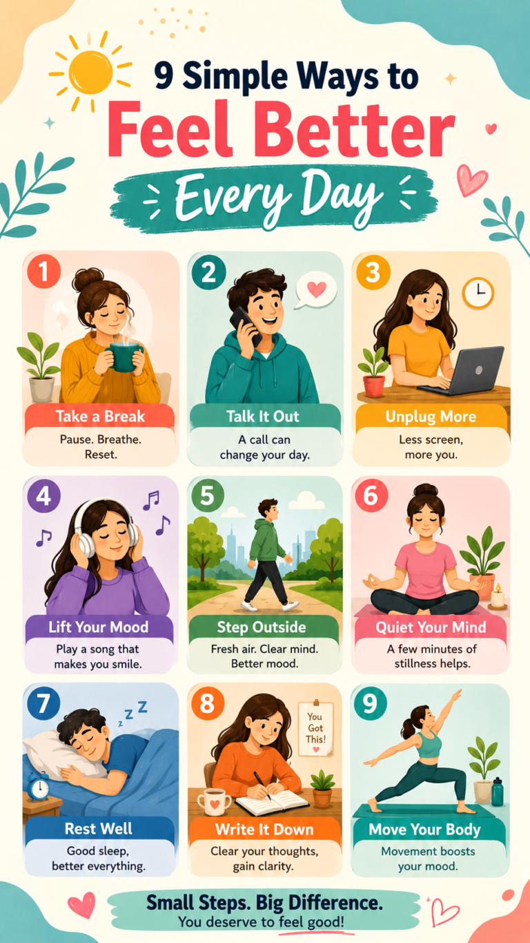 9 Simple Ways to Feel Better Every Day  Self-Care, Mental Wellness  Healthy Habits