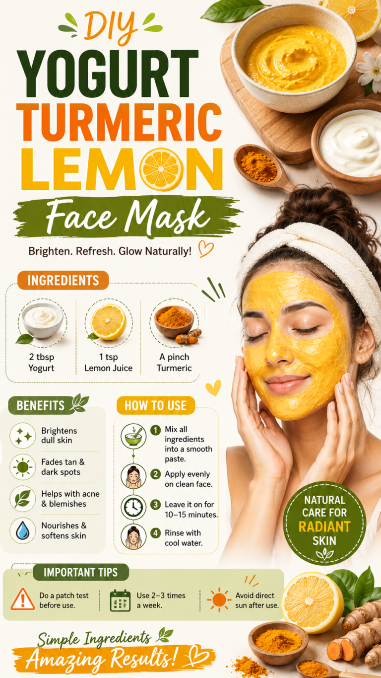 DIY Yogurt Turmeric Lemon Face Mask for Glowing Skin and Dark Spot Reduction