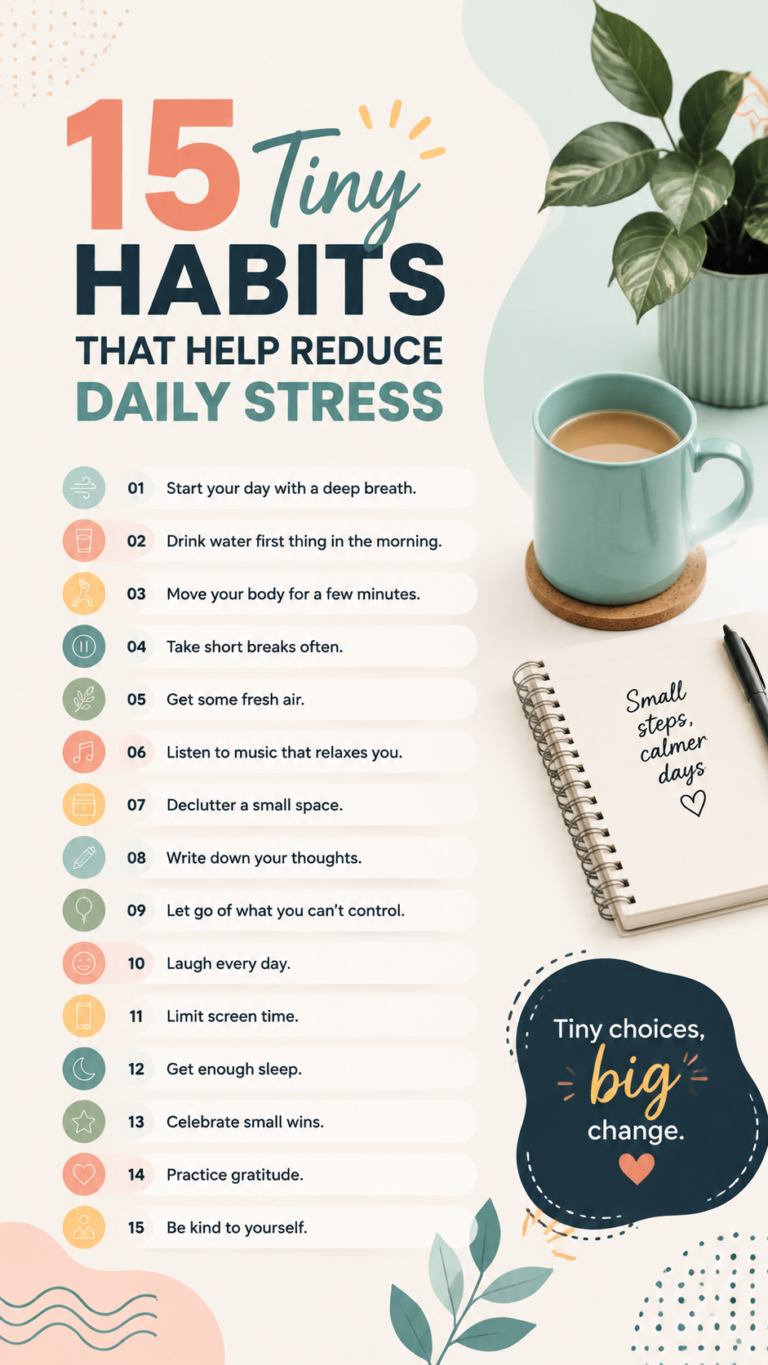 15 Daily Stress Relief Habits to Reduce Anxiety and Feel More Calm