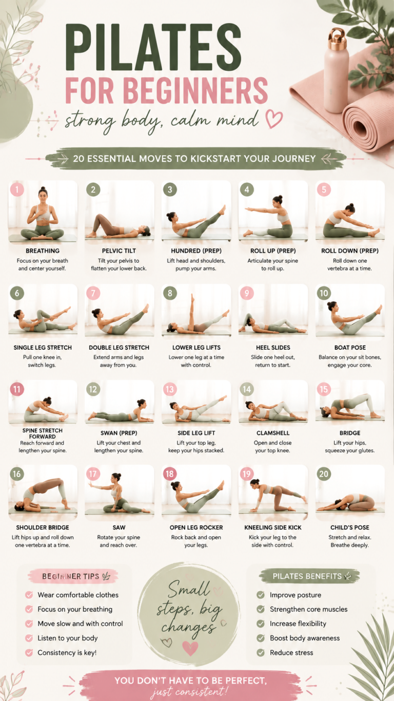 20 Pilates Exercises for Beginners  Easy Full Body Workout at Home