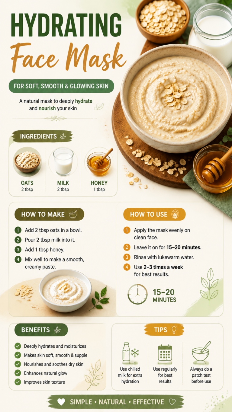 DIY Hydrating Face Mask with Oats, Milk  Honey for Soft Glowing Skin