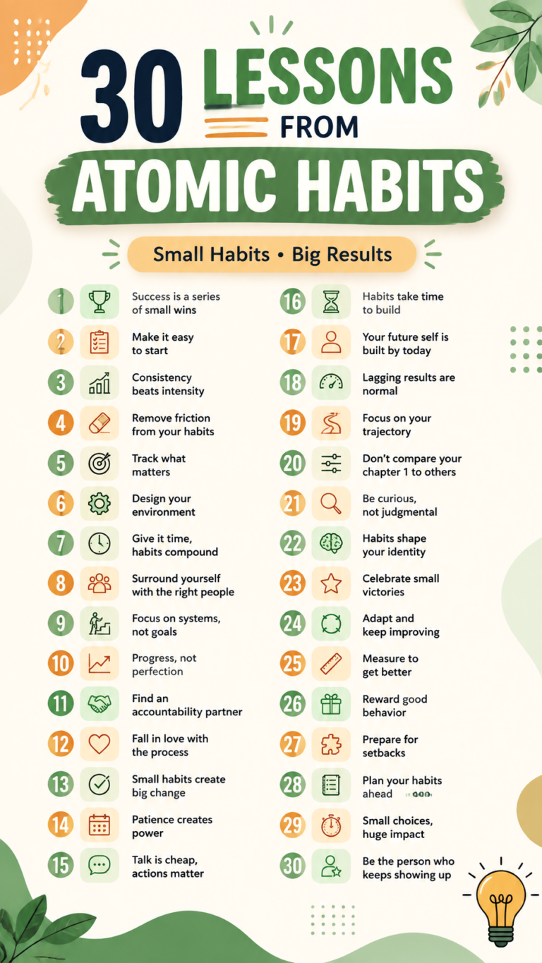 30 Atomic Habits Lessons for Success  Habit Building Tips  Cheat Sheet