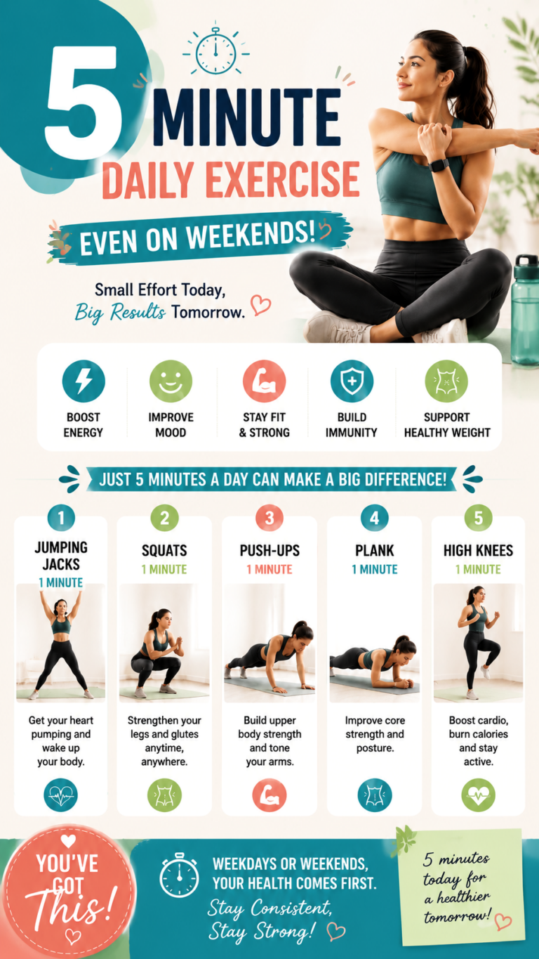5 Minute Daily Exercise Routine for Energy, Strength  Healthy Living