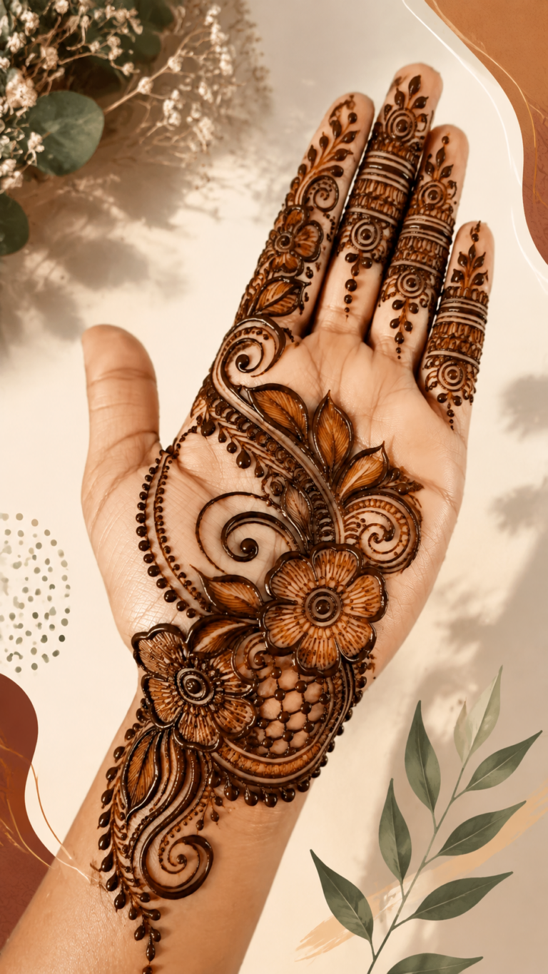 Arabic Mehndi Design Elegant Floral Henna Art for Hands